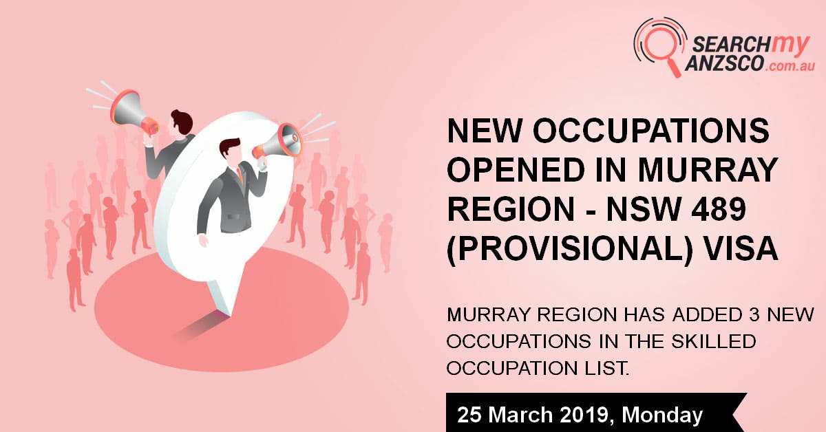 New Occupations opened in Murray Region NSW 489 (Provisional) visa
